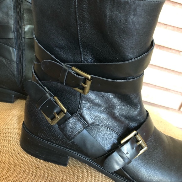Black Leather Ankle Boots - Size 8.5 - 8 1/2 - Nine West - Black Booties - Picture 6 of 15